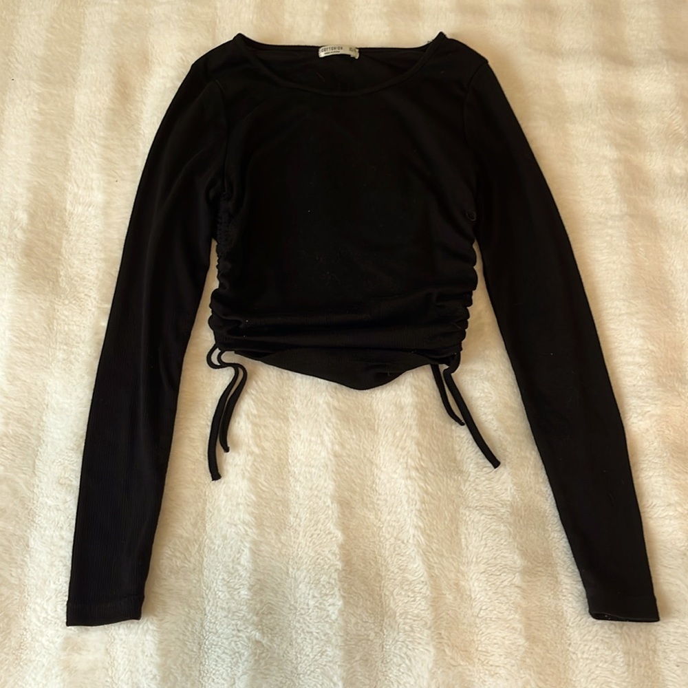 COTTON ON Side Tie Long Sleeve Top Black